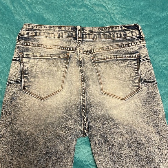 High Rise Button‎ Fly S.O.N.G Curvy Shark Bite Skinny Jeans women’s Sz 27 Blue - Picture 14 of 15